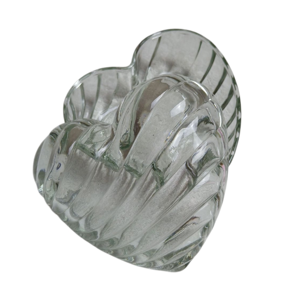 Heart Shape Swirl Patterned Decorative Clear Glass Candy Trinket Dish
